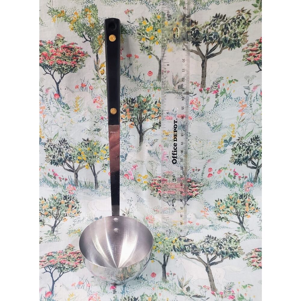 Vintage Stainless Steel Japan Kitchen Ladle w/ Black Handle ~ About 11" Long ~